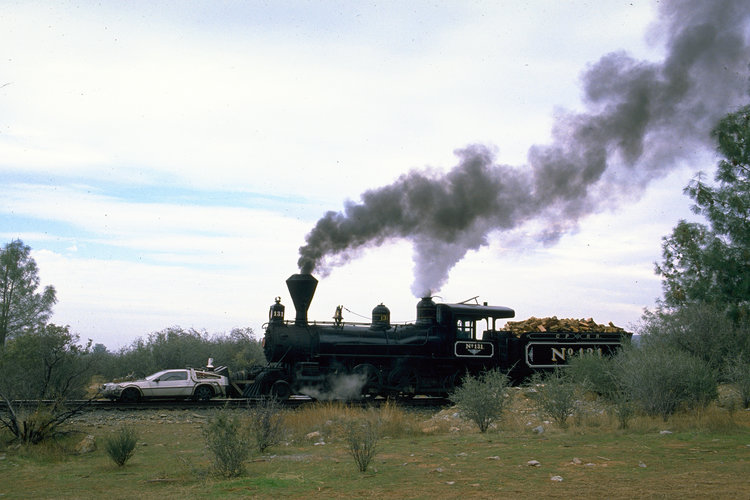 The train pushing the DeLorean.